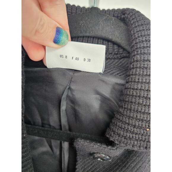 Akris Punto Black Moto Style Jacket Size 8 Zip Up 100% Wool - Picture 4 of 5